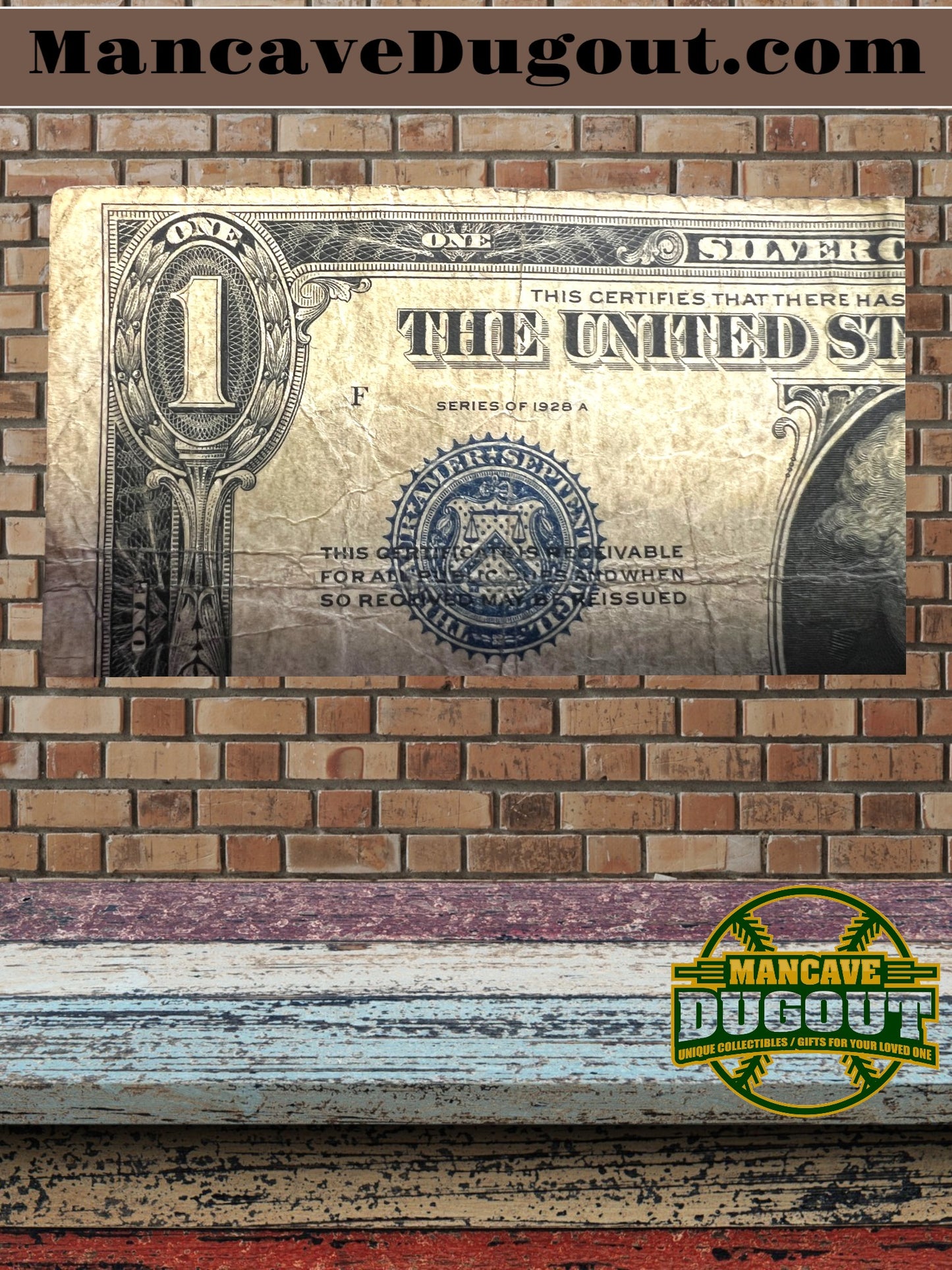 1934 $1 Silver Certificate – “Funny Back” – Historic U.S. Currency (Good+) Circulated  – Sealed in Premium BCW Hard Display Case (Copy)