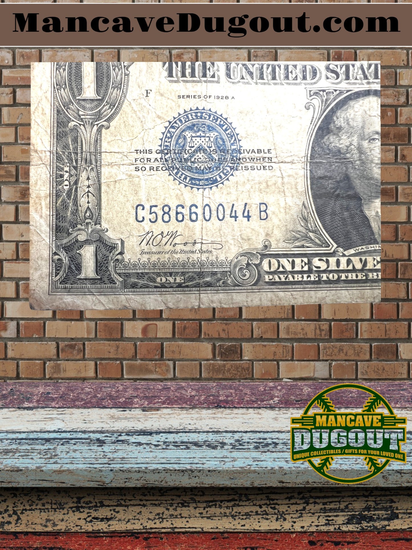 1934 $1 Silver Certificate – “Funny Back” – Historic U.S. Currency (Good+) Circulated  – Sealed in Premium BCW Hard Display Case (Copy)