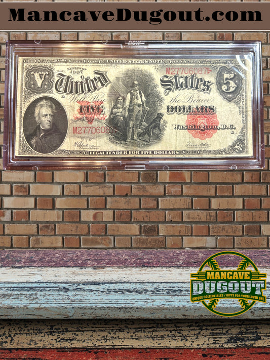 1907 US $5 Note  Legal Tender - Woodchopper  Currency -6087