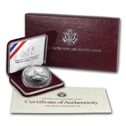 1988-S Olympic $1 Silver Commemorative Proof (w/Box & COA)