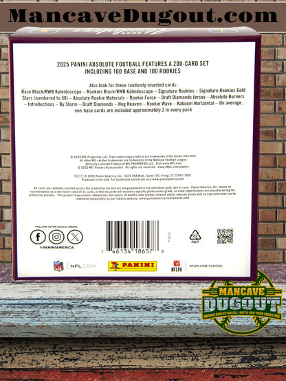 2025–26 Panini Absolute Football Mega Box – Retail Exclusive Parallels & Inserts – NFL Trading Cards – Sealed Retail Mega Box