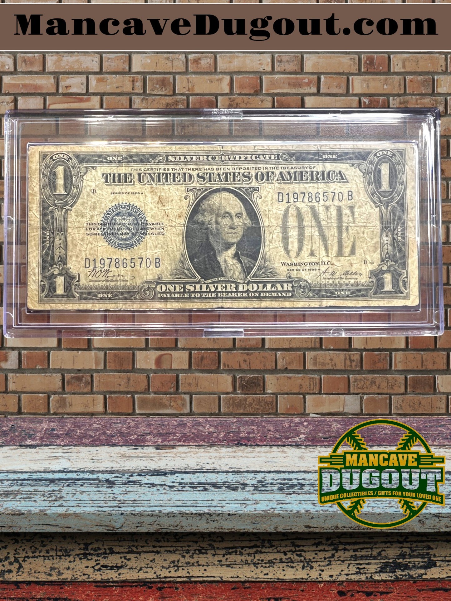 1934 $1 Silver Certificate – “Funny Back” – Historic U.S. Currency (Good+) Circulated  – Sealed in Premium BCW Hard Display Case (Copy) (Copy)