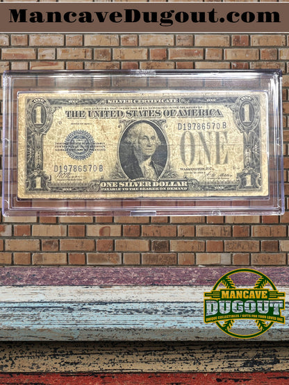 1934 $1 Silver Certificate – “Funny Back” – Historic U.S. Currency (Good+) Circulated  – Sealed in Premium BCW Hard Display Case (Copy) (Copy)