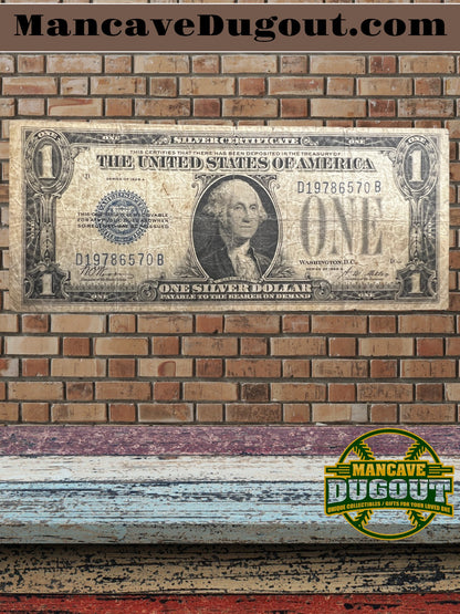 1934 $1 Silver Certificate – “Funny Back” – Historic U.S. Currency (Good+) Circulated  – Sealed in Premium BCW Hard Display Case (Copy) (Copy)