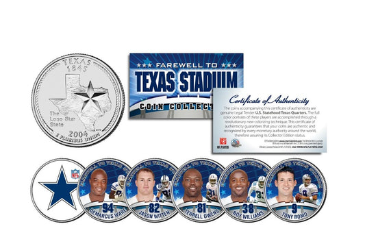 2004 - DALLAS COWBOYS 6-Coin TX State US Quarters Set TEXAS STADIUM FAREWELL COLLECTION