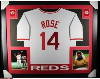 Autographed Pete Rose Custom Framed Jersey