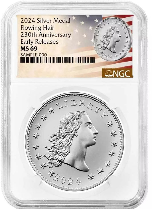 230th Anniversary Flowing Hair Silver Medal - Philadelphia (P) -Graded