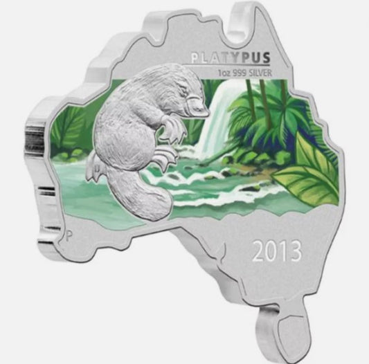 2013 Australian Map- Shaped Coin - Platypus -  Only  6000