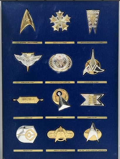 1992 Franklin Mint Star Trek Insignia Badges .925 Silver/24k Gold