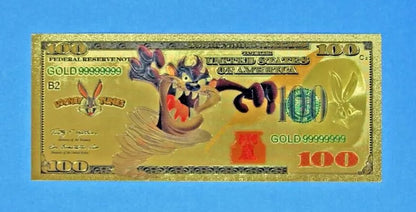 Looney Tunes 24k Gold Foil Bugs Bunny & Friends Banknotes Set Anime Characters
