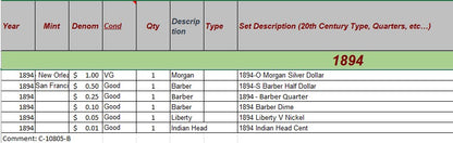 1894 Coin Set - B