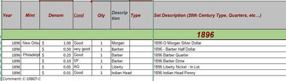 1896 Coin Set - C