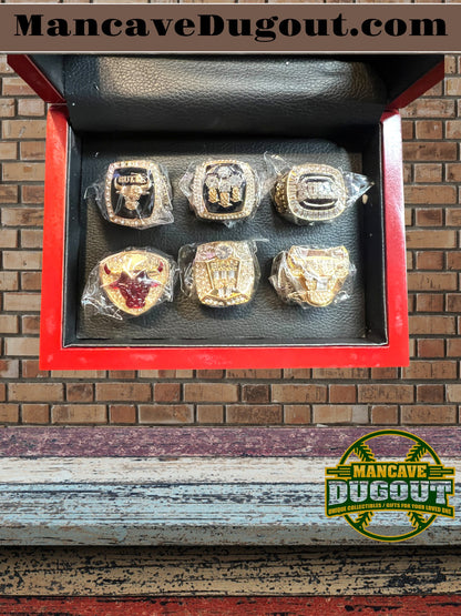 6 set Chicago bulls NBA Championship Souvenir Rings with Wooden Box