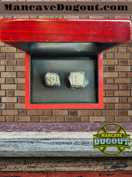 1969 and 2005 University of Texas LONGHORNS Championship Souvenir Ring with Display