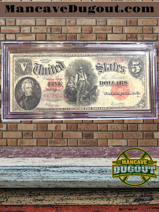 1907 US $5 Note  Legal Tender - Woodchopper  Currency