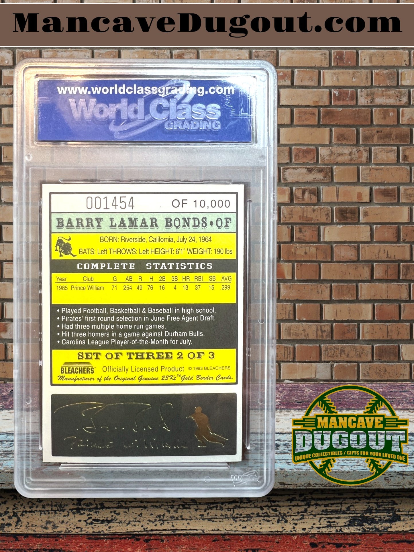 1993 Bleachers 23KT Gold Border #2 Barry Bonds WCG 10 - Pirates-1454