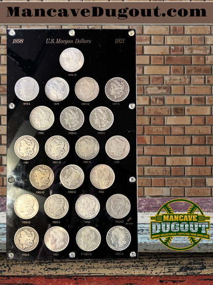 1898–1921 Morgan Silver Dollar Collection – Complete 23 Coin Run – Capital Plastics Display Case