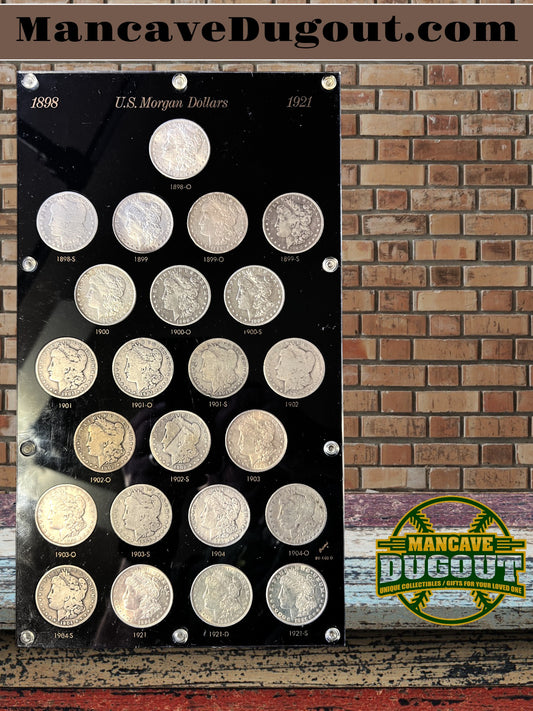 1898–1921 Morgan Silver Dollar Collection – Complete 23 Coin Run – Capital Plastics Display Case
