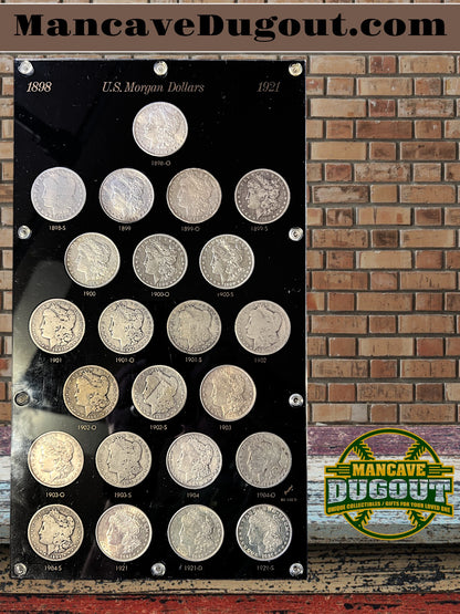 1898–1921 Morgan Silver Dollar Collection – Complete 23 Coin Run – Capital Plastics Display Case