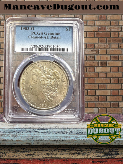 1903-O Morgan Silver Dollar – AU-Detail – PCGS Genuine – Cleaned (Key Date)