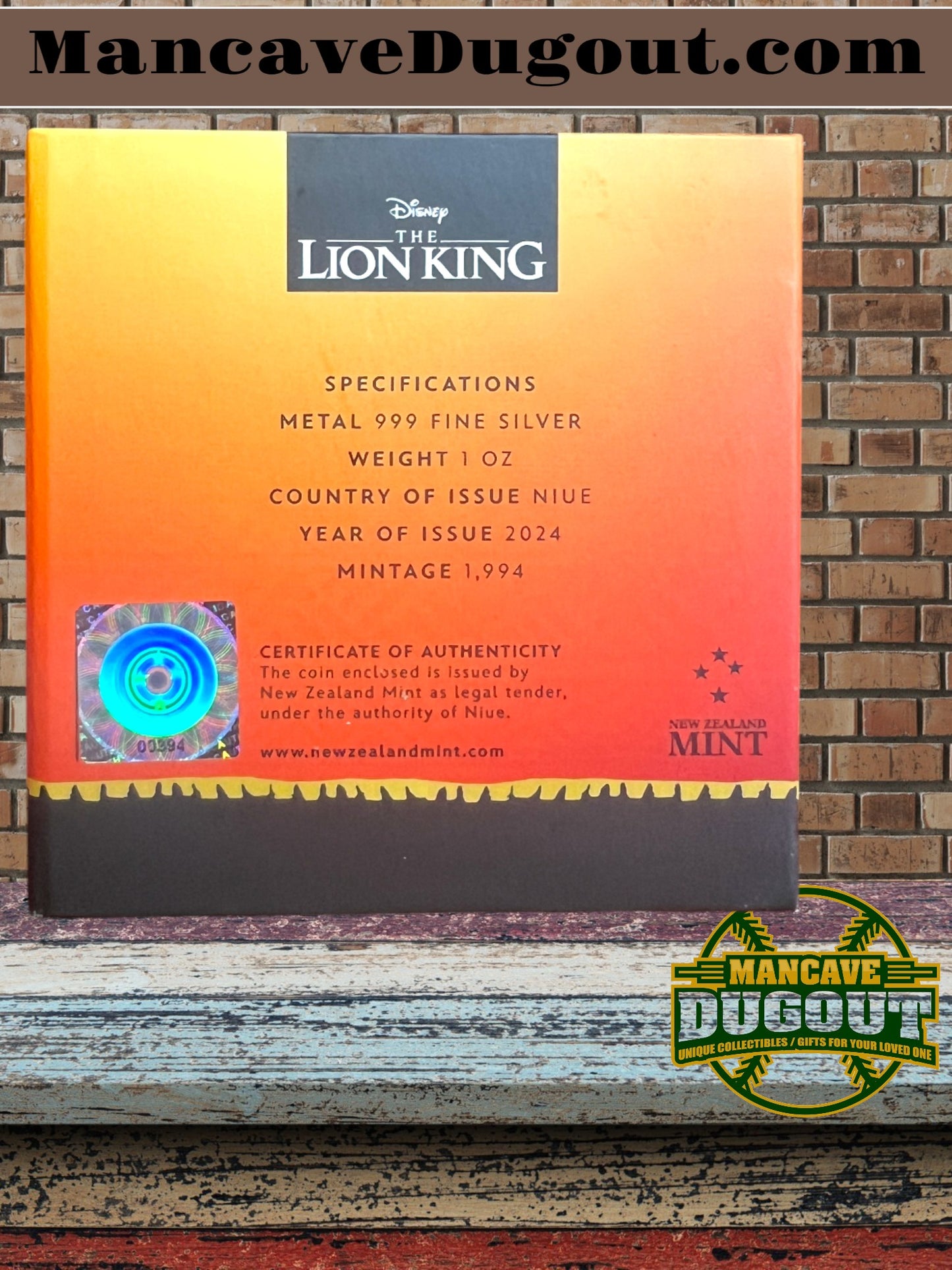 2024 Disney-The Lion King-1 oz Silver Proof Coin-“Circle of Life” Mintage: 1,994 WW