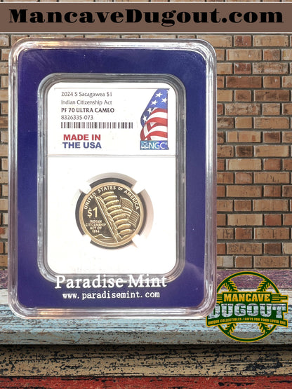 2024‑S Sacagawea Dollar — Proof DCAM  PF70 — San Francisco Mint