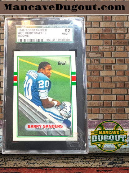 1989 Topps Traded Barry Sanders Rookie #83T - SGC 92 NM/MT+