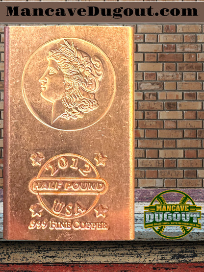 2012 – 2-Half‑Pound Morgan Design Copper Bars (.999 Fine) – 1 Full Pound Total