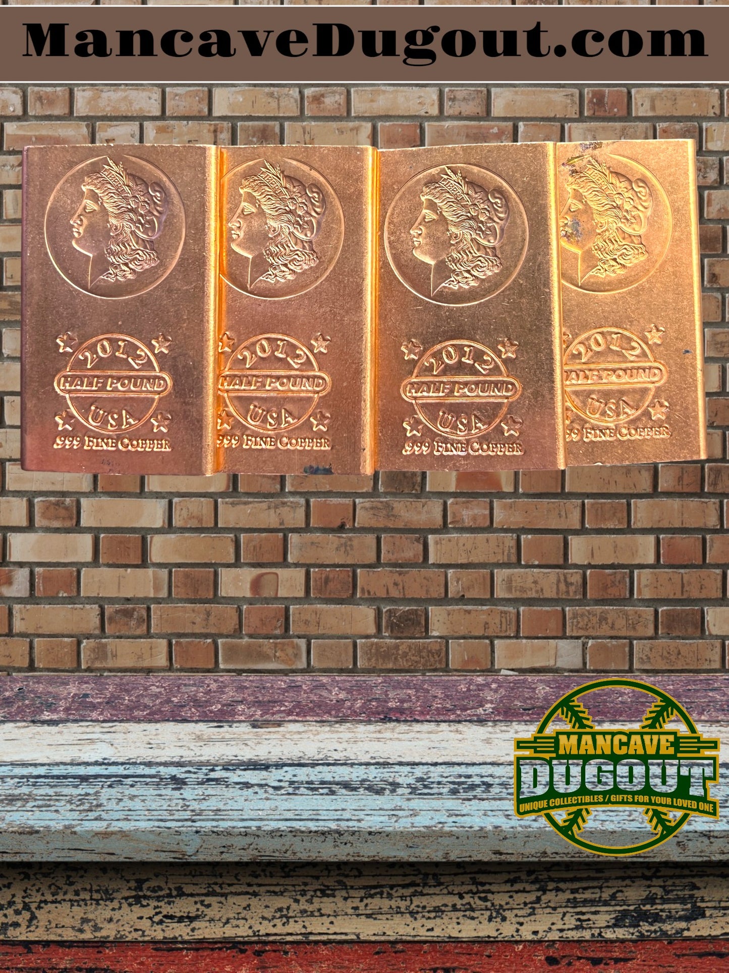 2012 – 2-Half‑Pound Morgan Design Copper Bars (.999 Fine) – 1 Full Pound Total