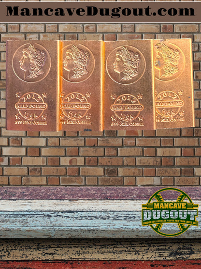 2012 – 2-Half‑Pound Morgan Design Copper Bars (.999 Fine) – 1 Full Pound Total