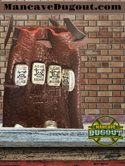 2018 Silver “Pirate Pouch” – 5 oz Total • 10 × 1/2 oz Rounds • Leather Drawstring Bag-DB