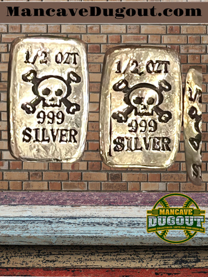 2018 Silver “Pirate Pouch” – 5 oz Total • 10 × 1/2 oz Rounds • Leather Drawstring Bag-DB