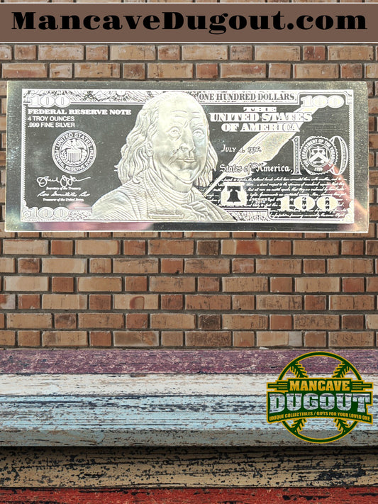 4 oz Silver Franklin $100 Bill – .999 Fine Silver Bar