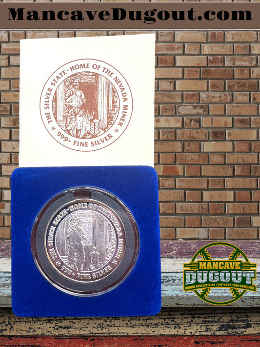 1984 “Nevada Miner” Silver Round – Only 1,000 Minted – Serial #871 – 1 oz .999 Fine Silver