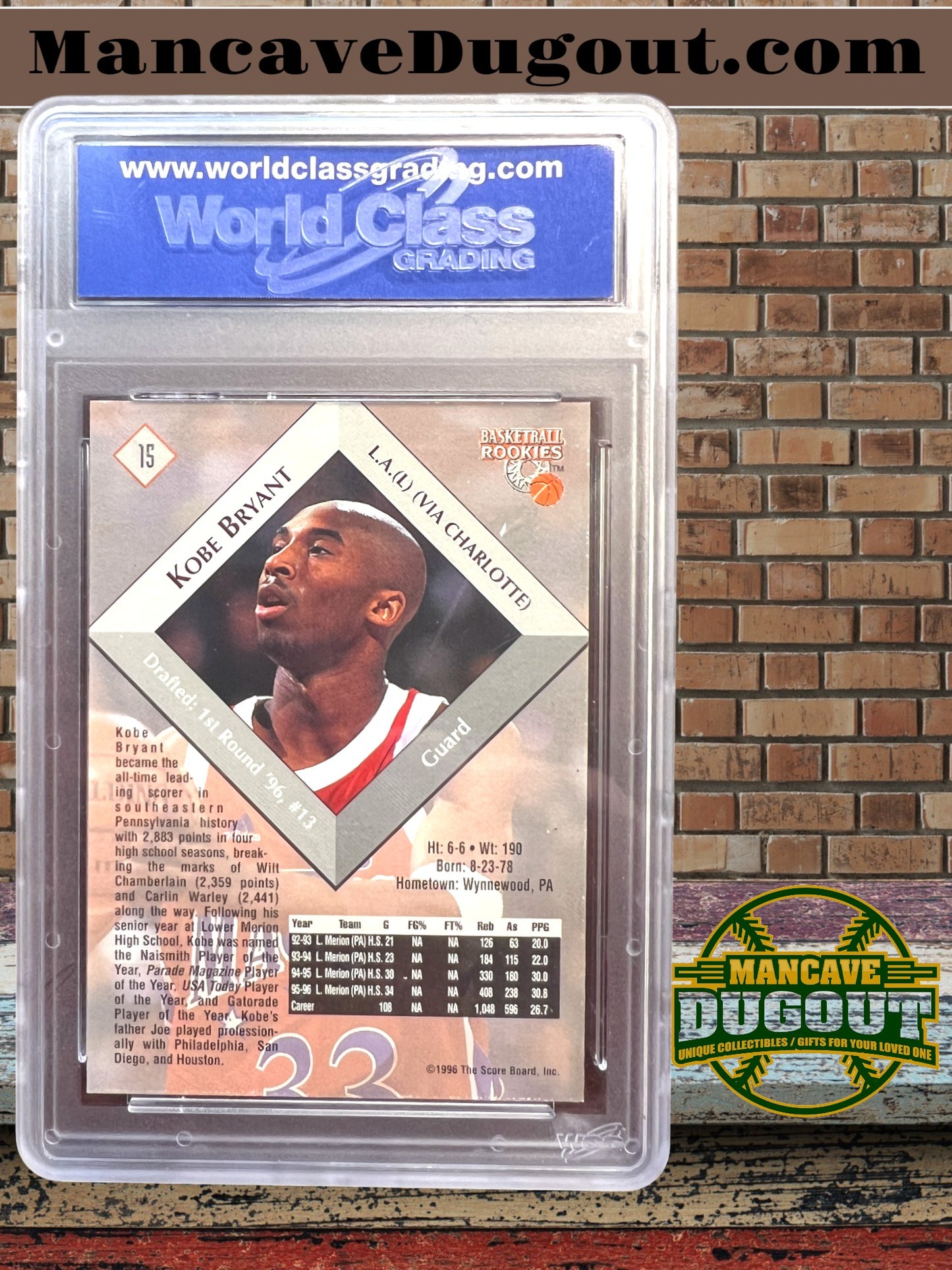 1996 Score Board Basketball Rookies – Kobe Bryant #15 – Rookie Card