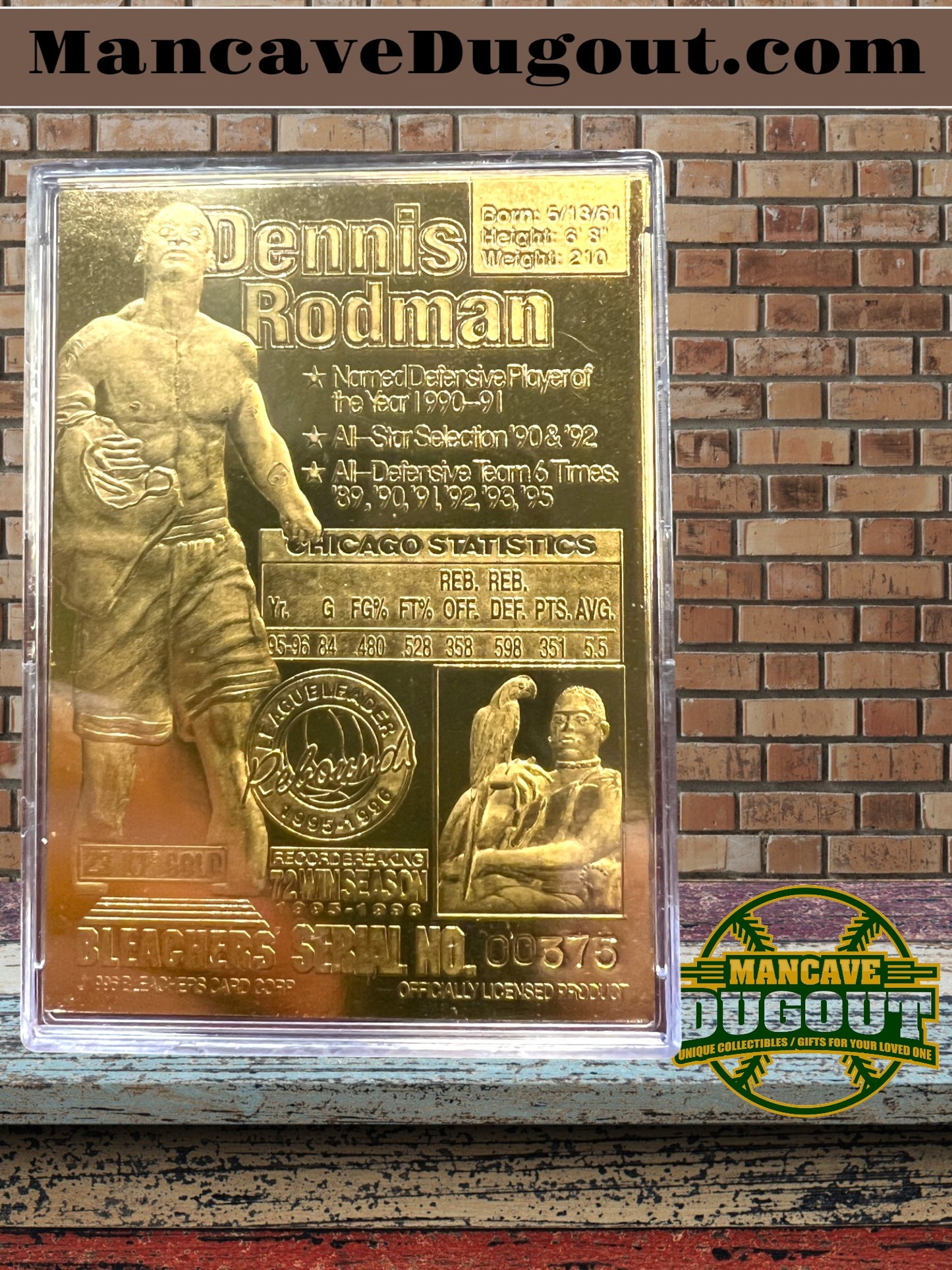 1996 Bleachers Diamond Stars - Dennis Rodman – 1996 World Champions – Serial #375