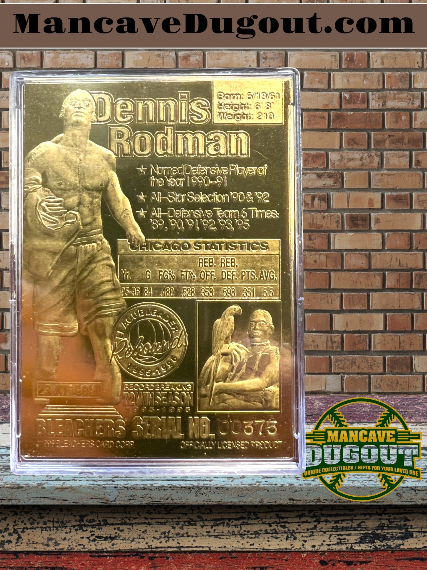 1996 Bleachers Diamond Stars - Dennis Rodman – 1996 World Champions – Serial #375