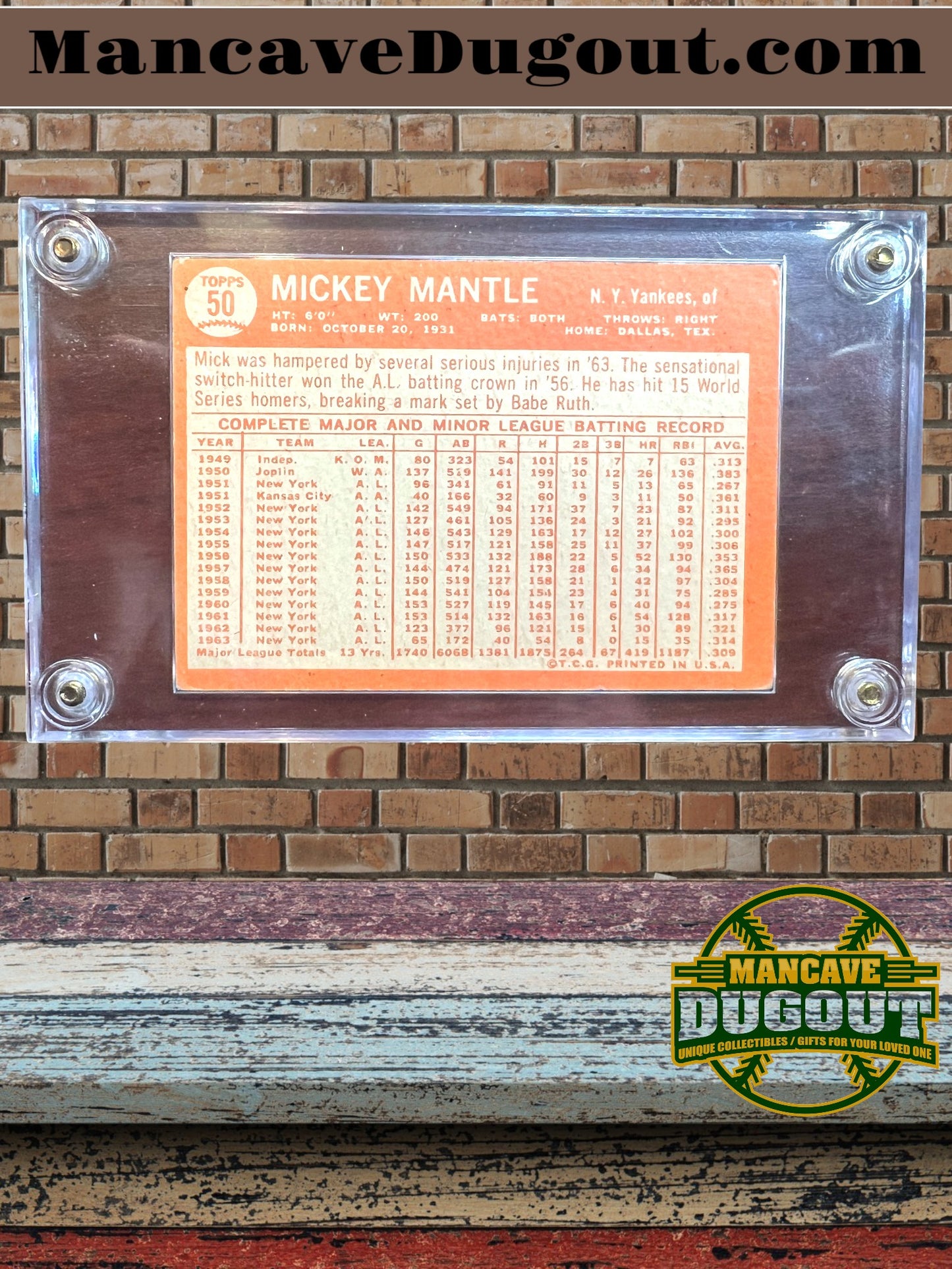 1964 Topps Mickey Mantle #50 — EX (Great Condition)