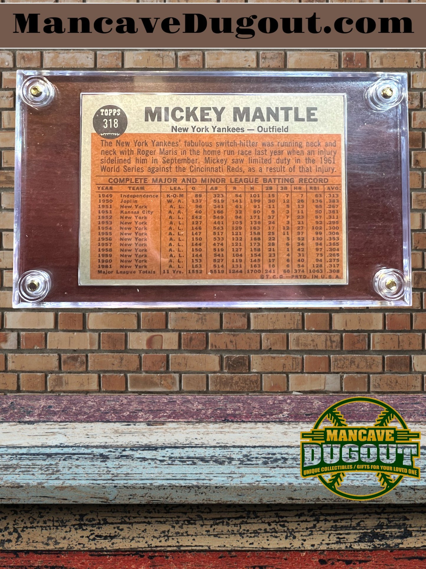 1962 Topps Mickey Mantle #318 — “Switch Hitter Connects” — VG Range