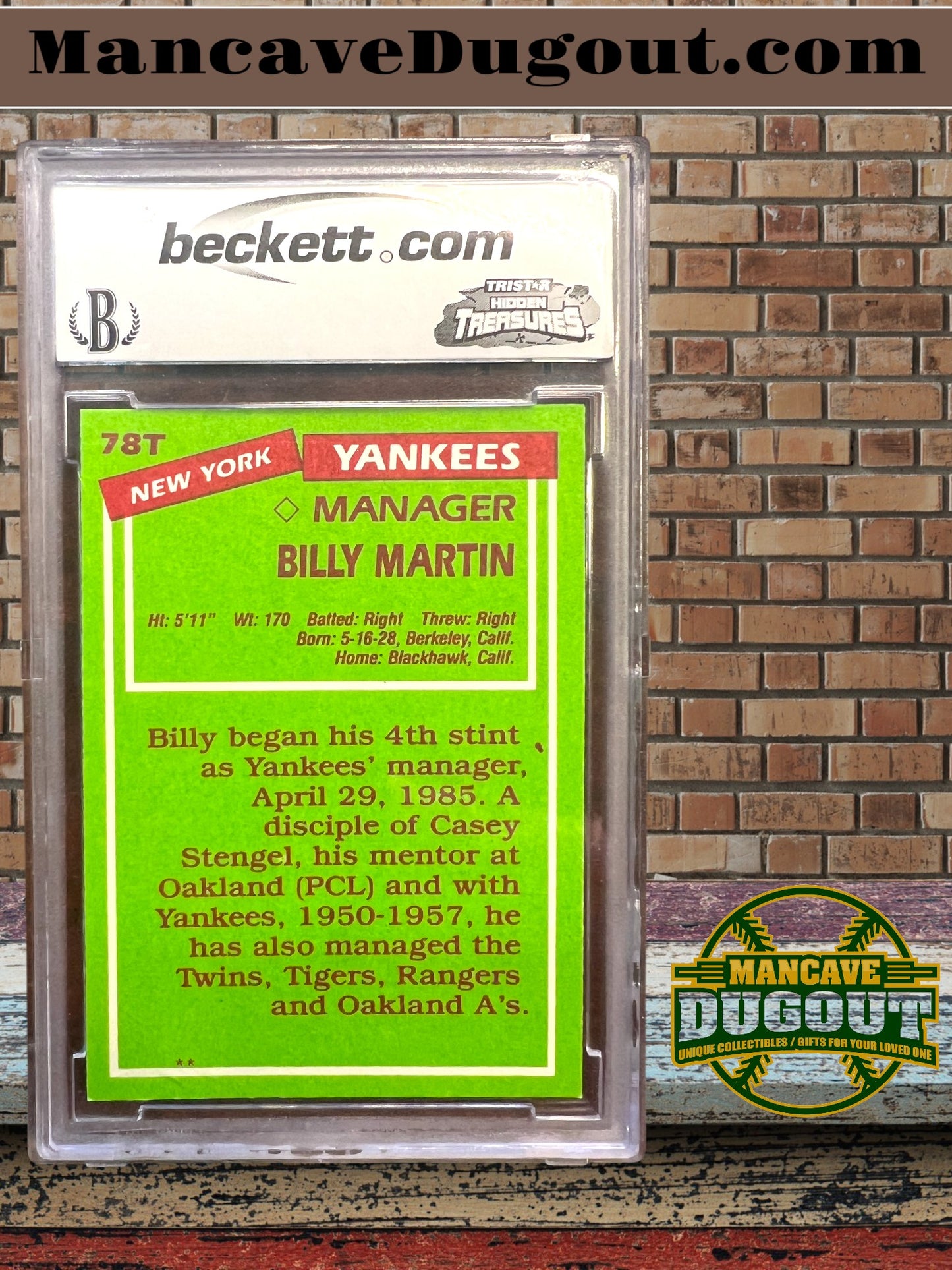 1985 Topps Traded Billy Martin #78T – BCCG 10 GEM MINT – New York Yankees Legend