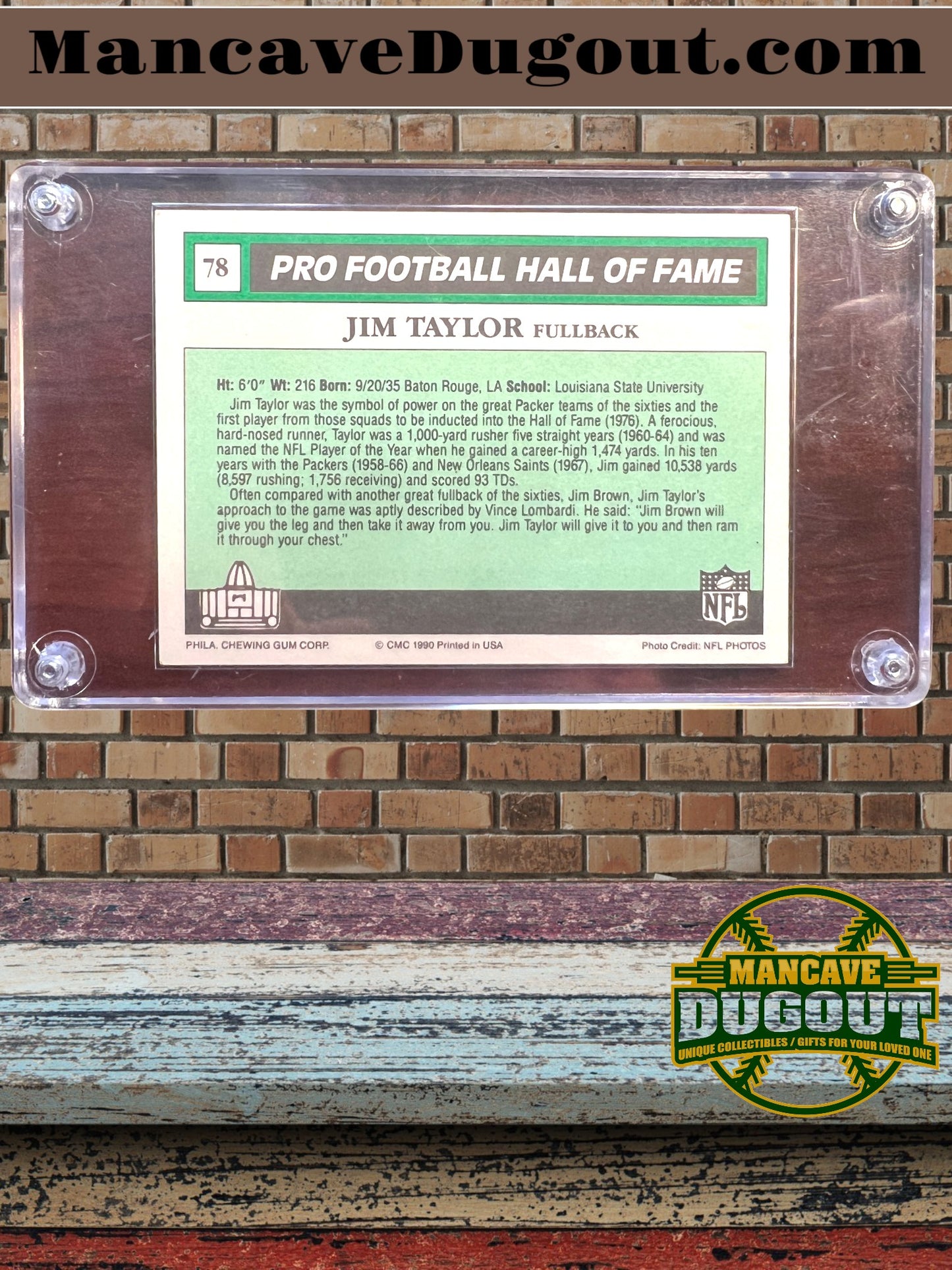 Jim Taylor – Signed 1990 Swell Greats Card – Hall of Fame Fullback – Green Bay Packers Legend