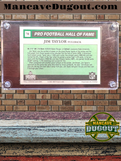 Jim Taylor – Signed 1990 Swell Greats Card – Hall of Fame Fullback – Green Bay Packers Legend