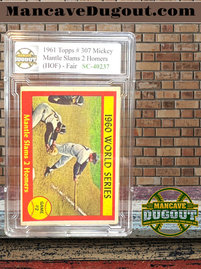 1961 Topps #307 – Mickey Mantle Slams 2 Homers (HOF) – FAIR Condition