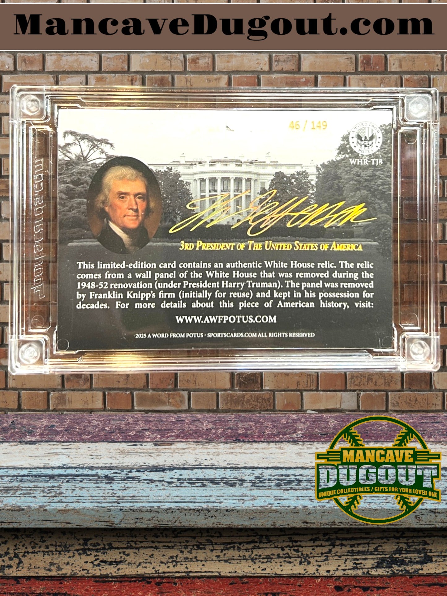 2025 POTUS A Word From The President-Thomas Jefferson–White House Relic Card #46/149