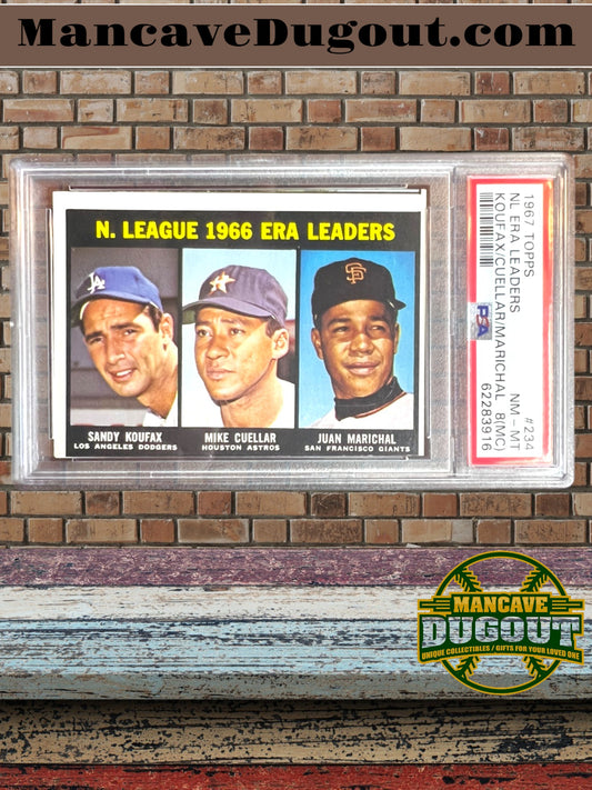 1967 Topps Sandy Koufax / Mike Cuellar / Juan Marichal #234 PSA 8 (NM MT)