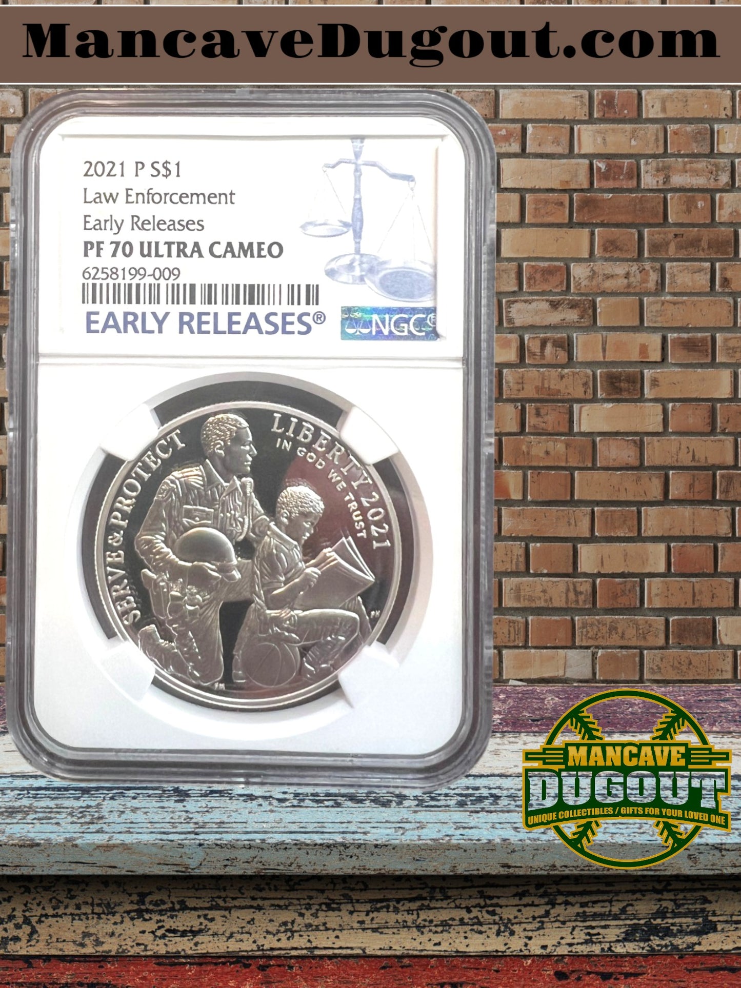 2021 P National Law Enforcement Memorial & Museum - Proof Silver Dollar – NGC PF70 Ultra Cameo - Early Releases • Blue Label