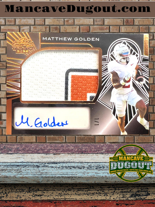 Matthew Golden– 2025 Leaf Trinity- Rookie Auto Memorabilia– Bronze– #RM MG1 – 1/1