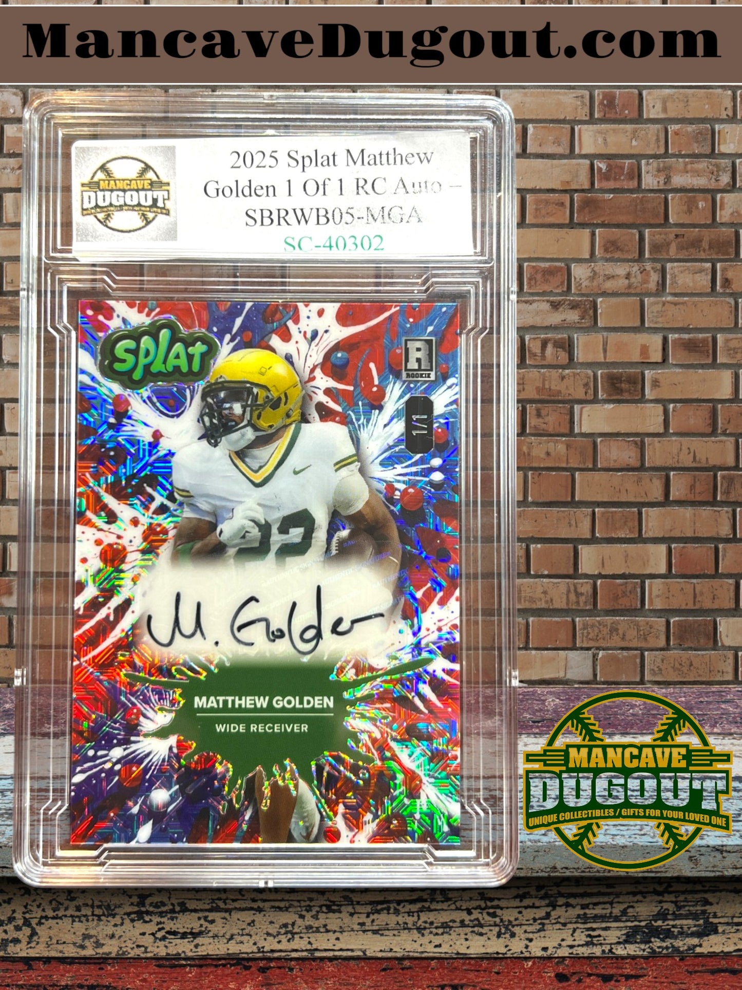 2025 Wild Card Splat - Matthew Golden – Rookie Autograph (RC Auto) - 1 of 1 – Card #SBRWB05 MGA