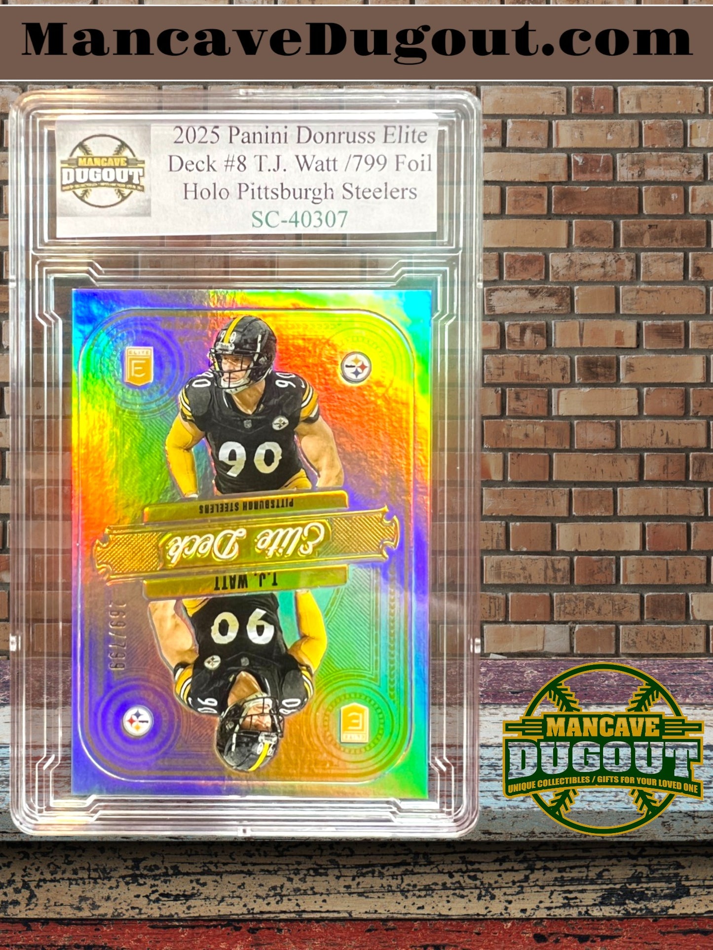2025 Panini Donruss Elite – Elite Deck - T.J. Watt – Foil Holo Insert Card #8 – Serial 269/799 – Pittsburgh Steelers
