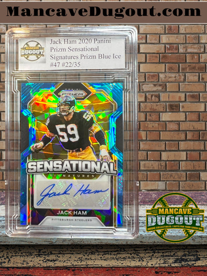 Jack Ham—2020 Panini Prizm-Sensational Signatures—Blue Ice Parallel-C#47—#22/35